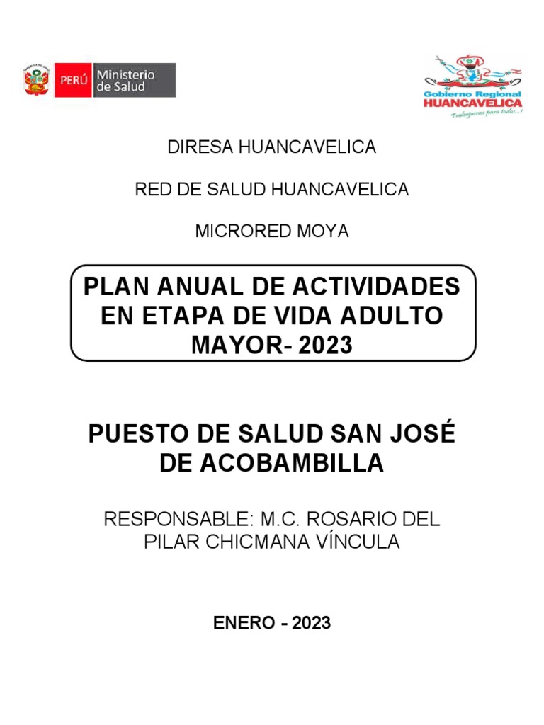 Plan Anual Adulto Mayor Sja 2023 | PDF | Vejez | Adultos