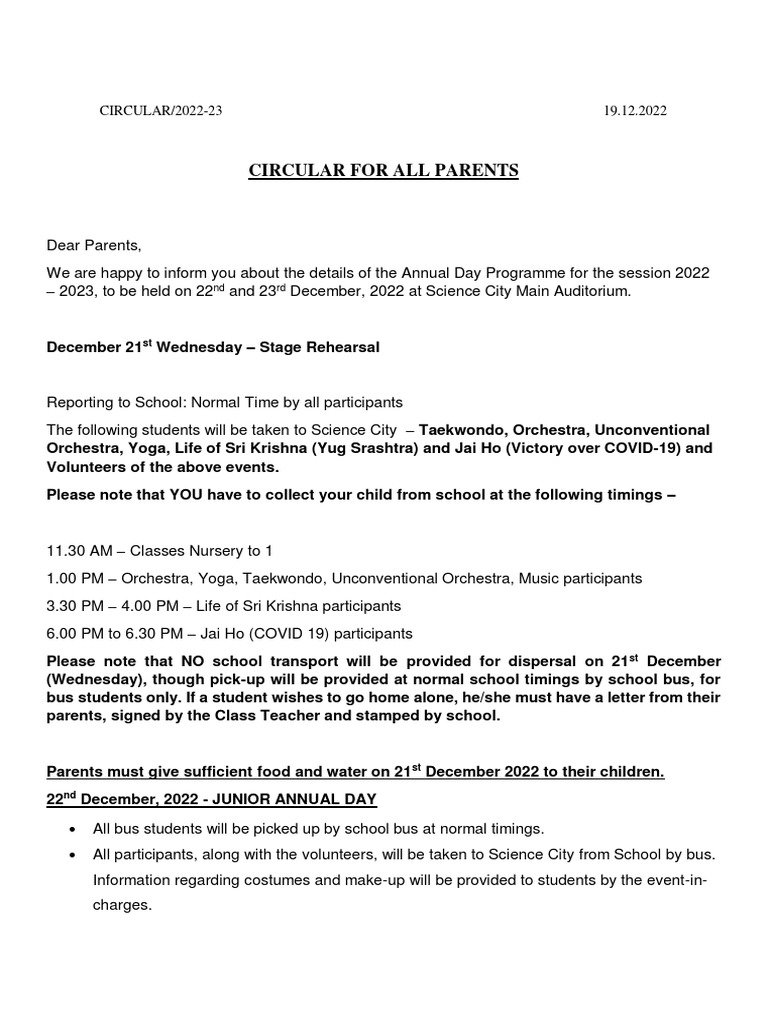 Annual Day Program Details 2022-23 | PDF