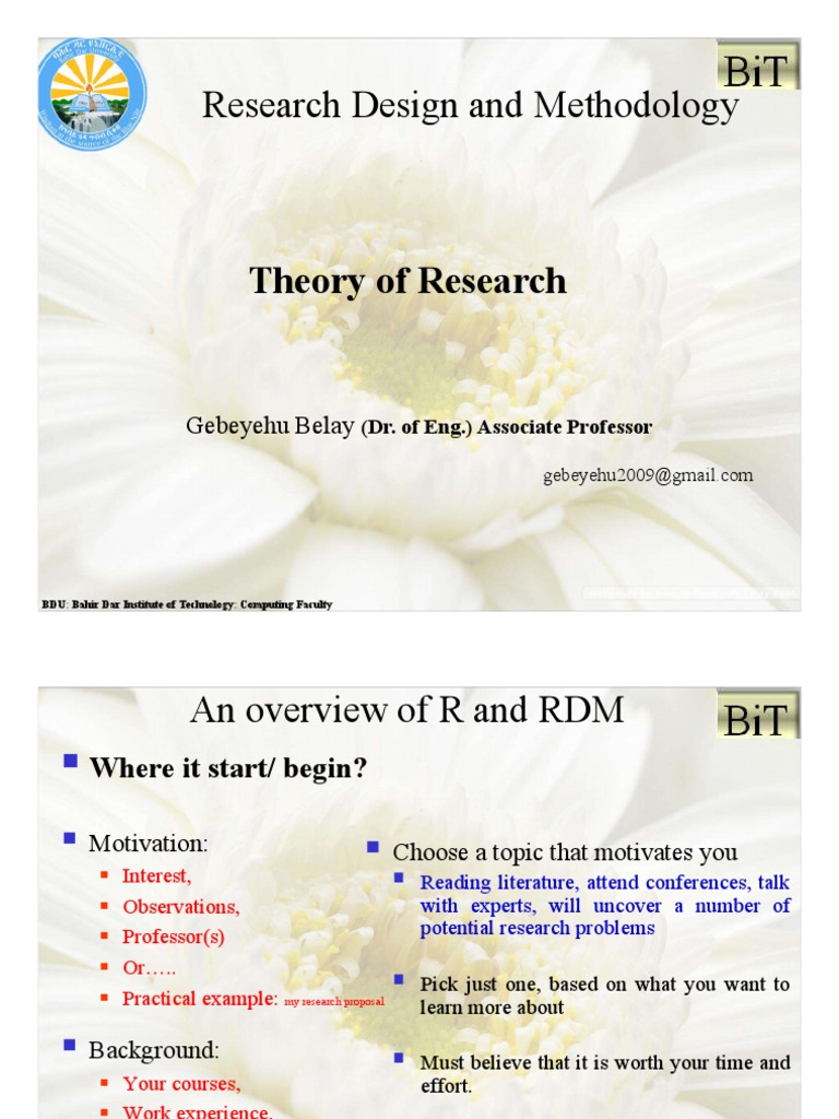 Part 1 Theory of Research and RDM PDF Science Scientific Method