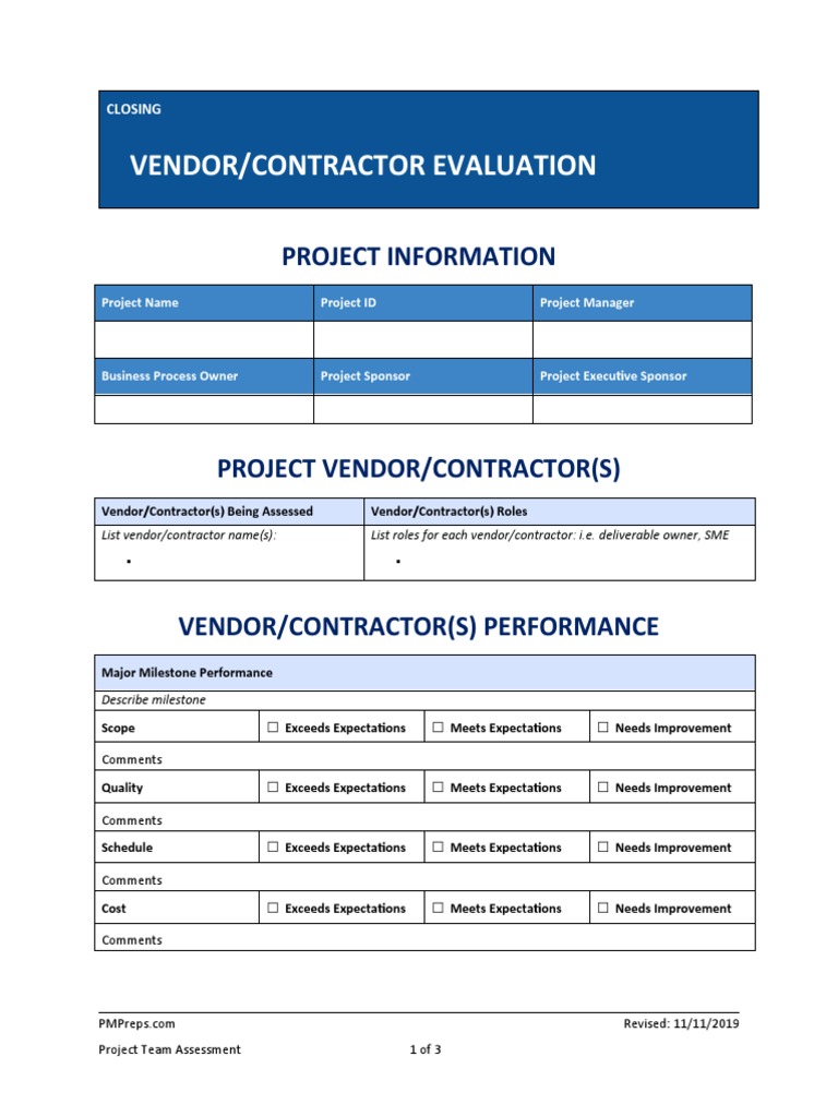 C-4 Vendor-Contractor Evaluation | PDF | Business | Evaluation