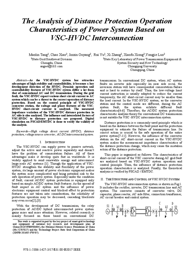 The Analysis of Distance Protection Operation Characteristics of Power