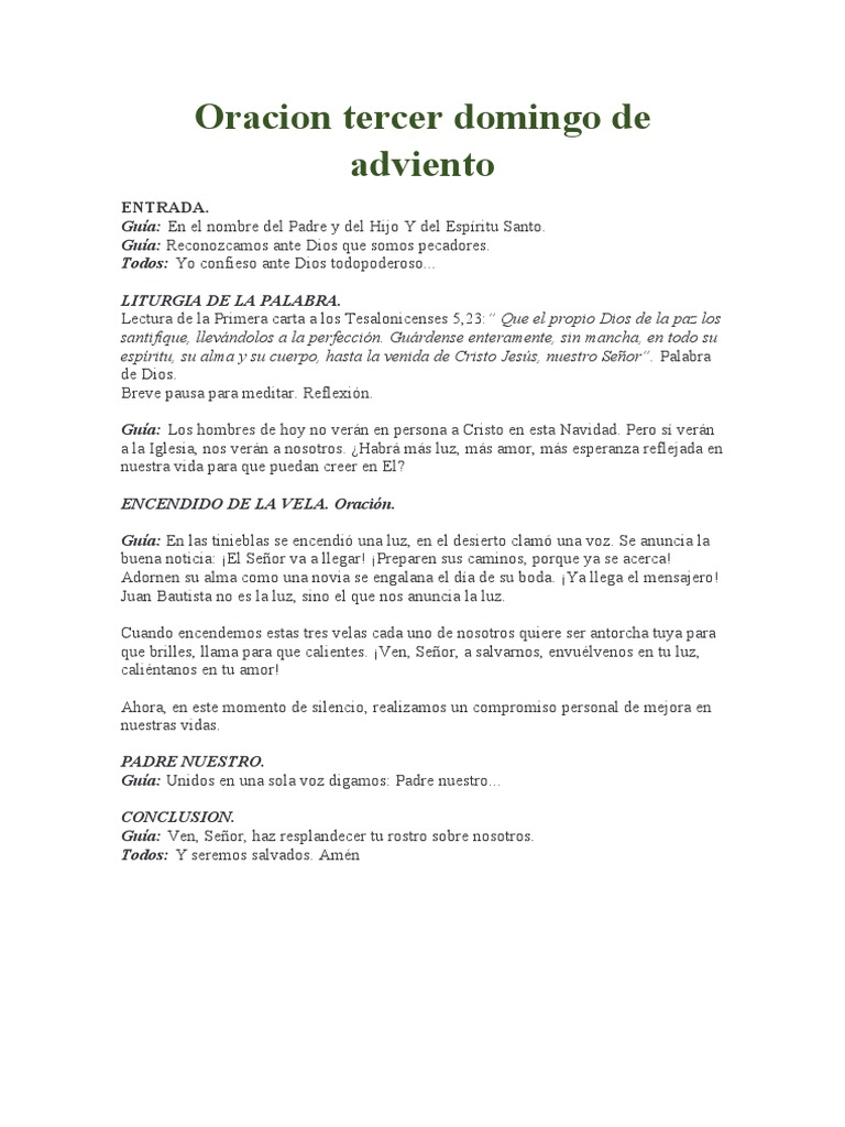 Oracion Tercer Domingo de Adviento PDF