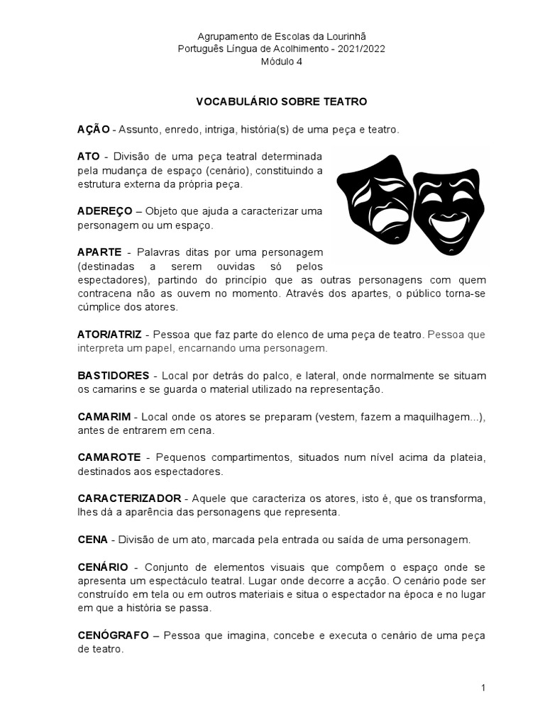Vocabulário Teatral Essencial | PDF | Ator | Teatro
