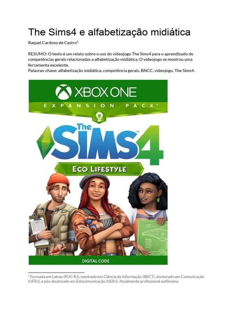 The Sims4 e Alfabetização Midiática | PDF | Reality show para TV | Emoções