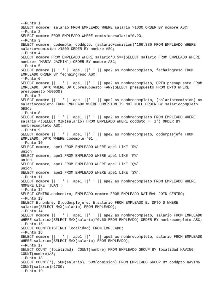 Consultas SQL para Gestión de Empleados | PDF