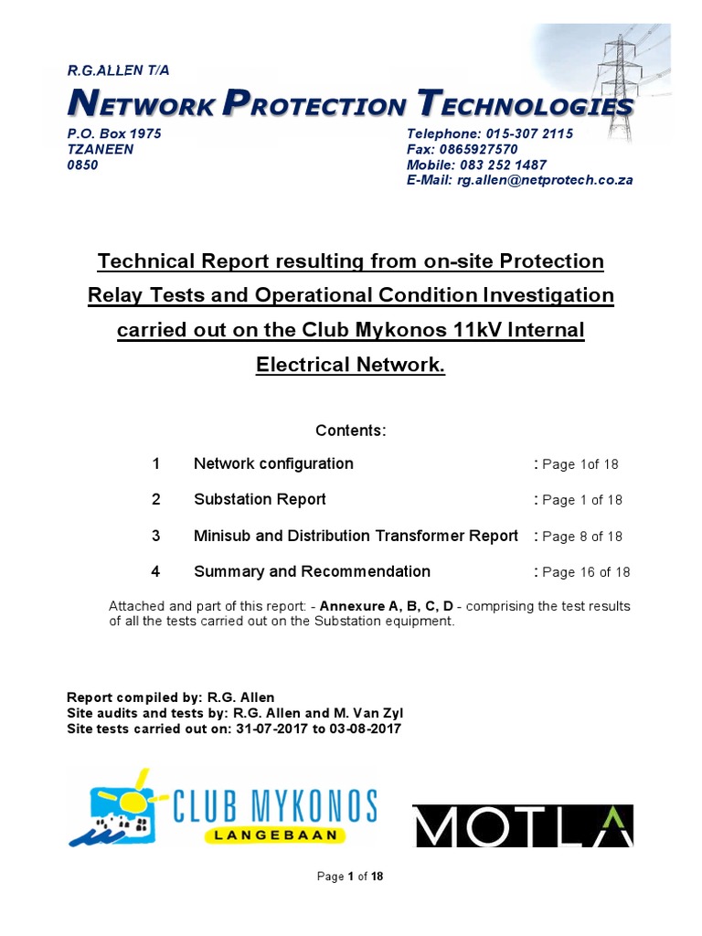 11kV Protection Relay Test Report | PDF | Relay | Electrical Substation
