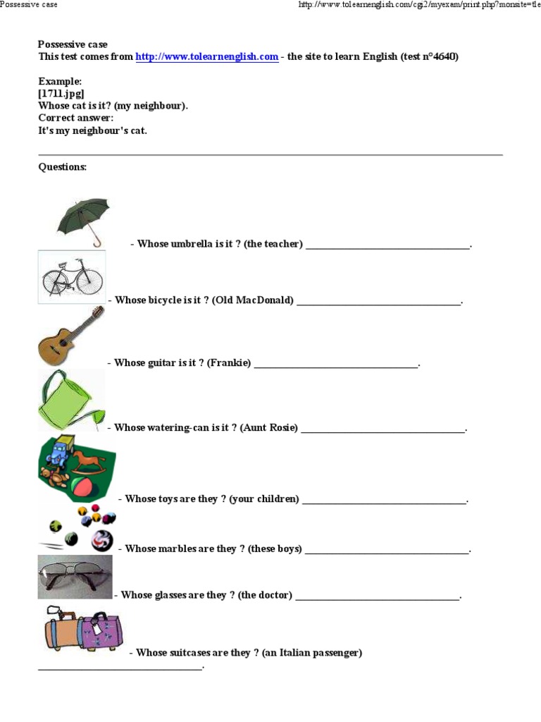 Possessive Case Exercise