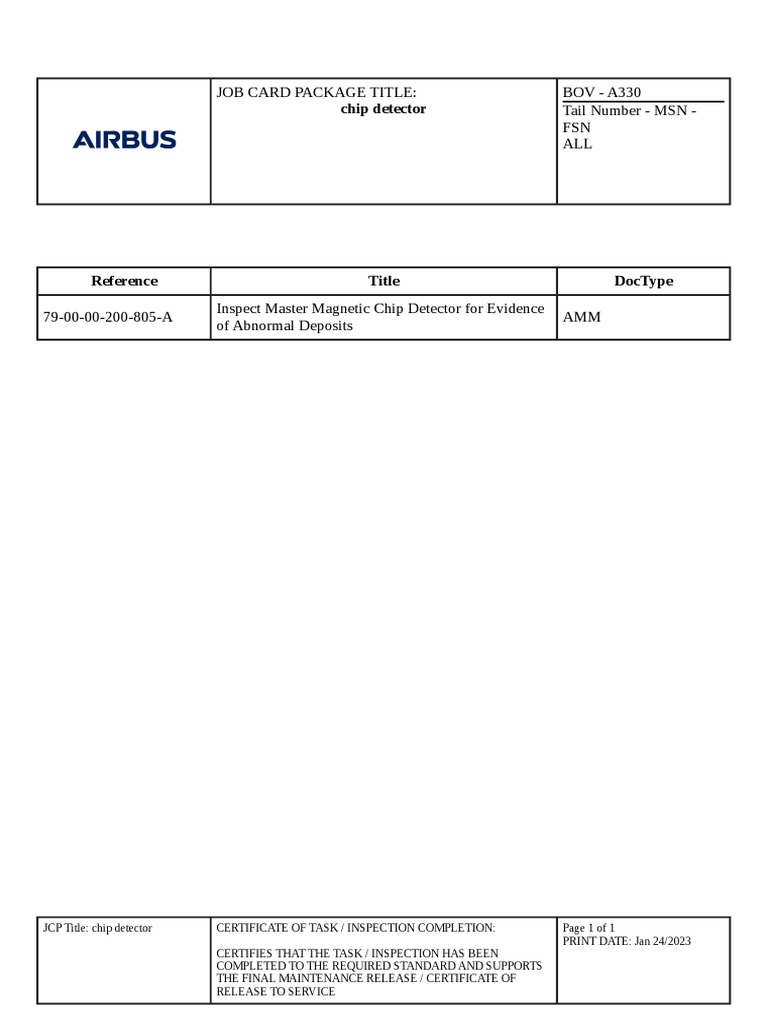 Chip Detector Task Card | PDF | Equipment | Manufactured Goods