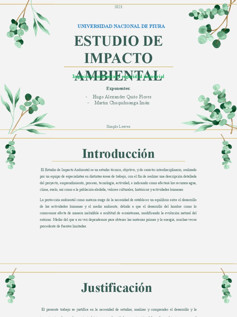 Estudio de Impacto Ambiental Expo. | PDF | Entorno natural | Evaluación ...