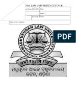 Madhusudan Law University 3rd Semester LLB Mid Term Exam Papers
