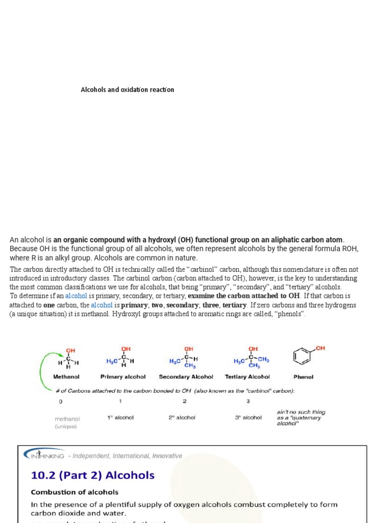 10.2 Alcohols Think IB | PDF