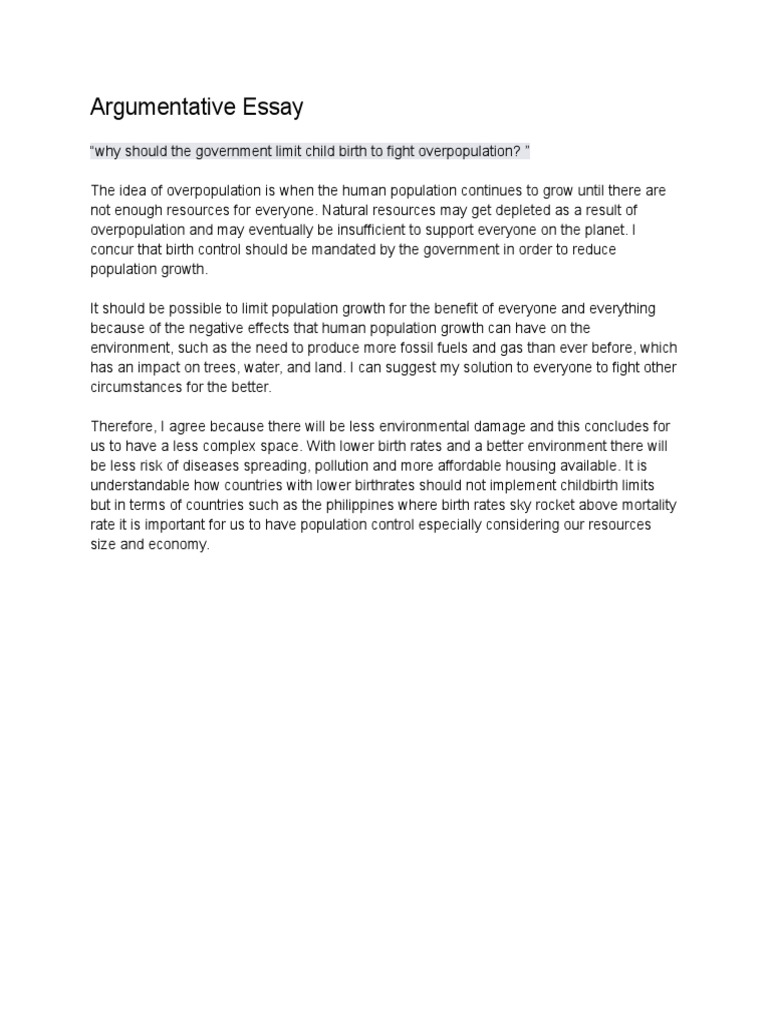 Argumentative Essay Pdf