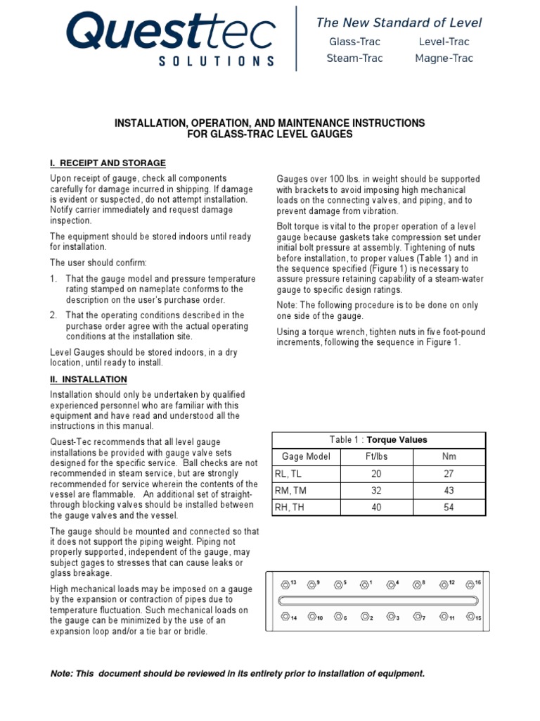 130 01 Glass Trac IOM Rev 1 PDF Valve Glasses