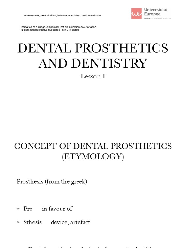 Dental Prosthetics Overview | PDF | Dental Implant | Dentistry