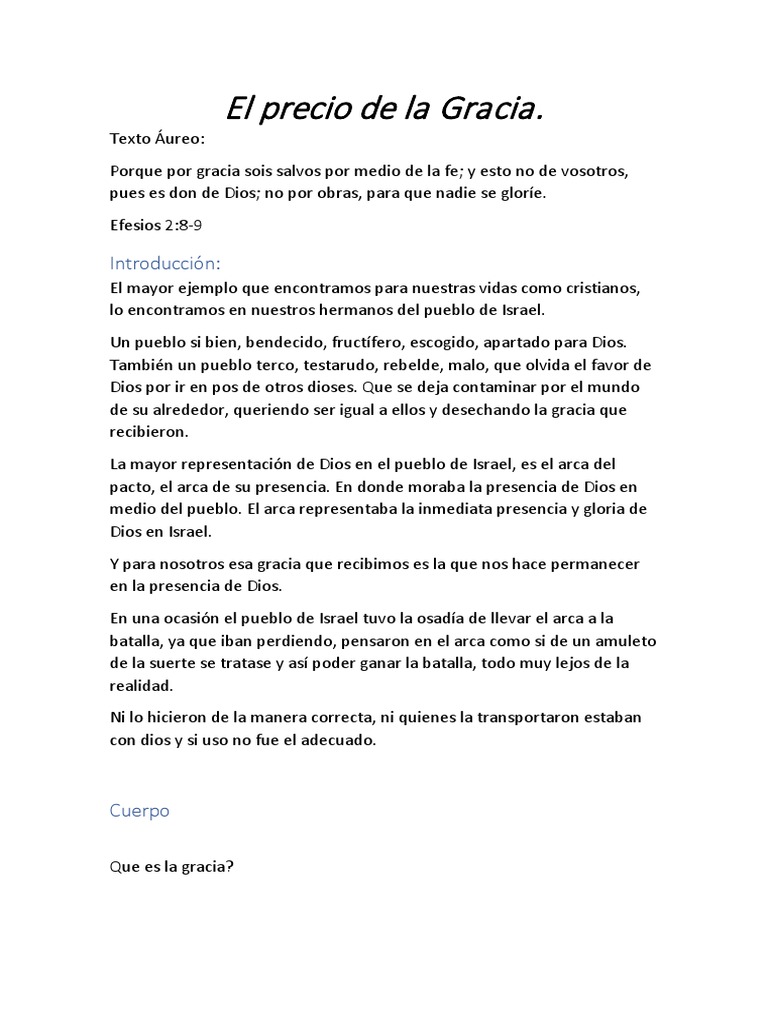 El Precio de la Gracia en Cristo | PDF | Gracia divina | Cristo (título)