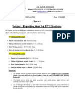 UTU Exam Reporting Times