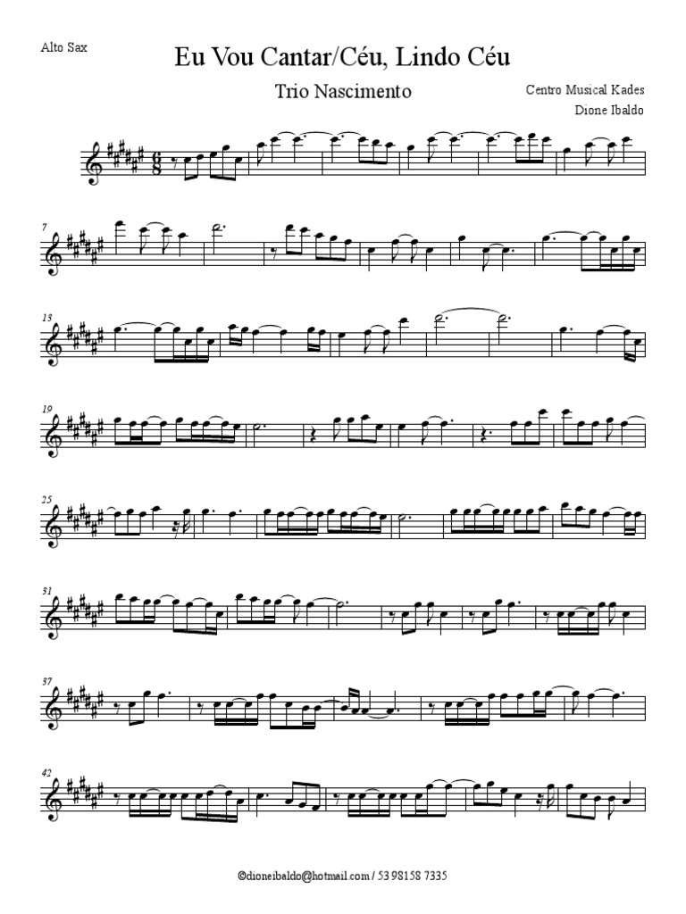 Eu Vou Cantar Ceu Lindo Ceu Alto Sax PDF