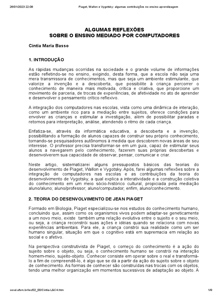 Desenvolvimento Infantil e Aprendizagem | PDF | Aprendizado | Sociologia
