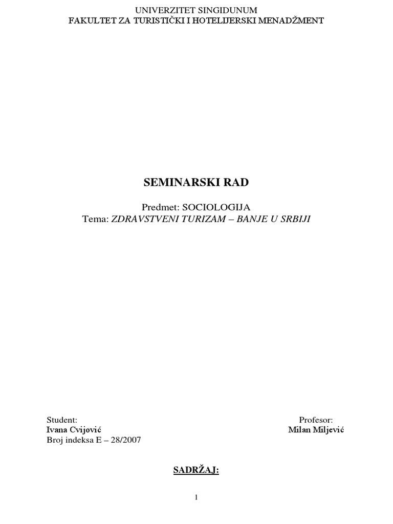 Zdravstveni Turizam - Banje U Srbiji | PDF