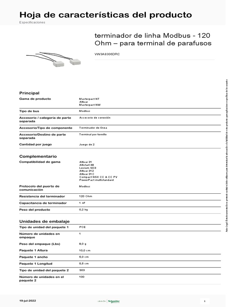 Resistencia de Lin de Linea Schneider Vw3a8306drc | PDF | Protección ...