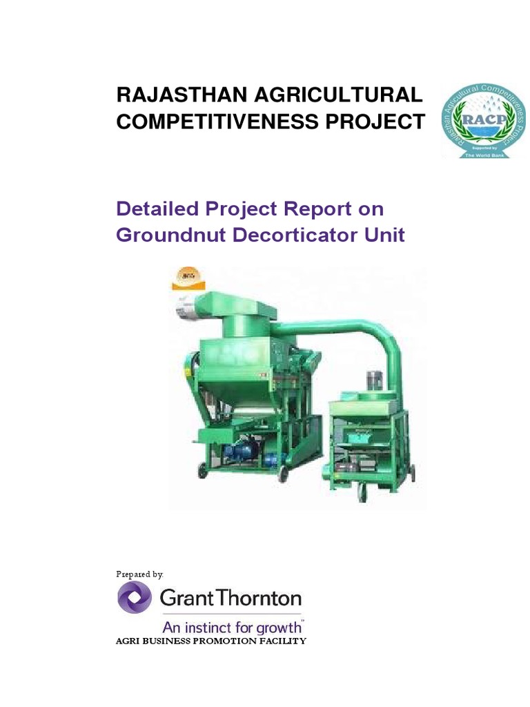 RACP ABPF Tech DPR Groundnut Decorticator Unit | PDF | Peanuts | Peanut ...
