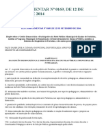 LEI COMPLEMENTAR Nº 0169, DE 12 DE SETEMBRO DE 2014 - Legislação PGM