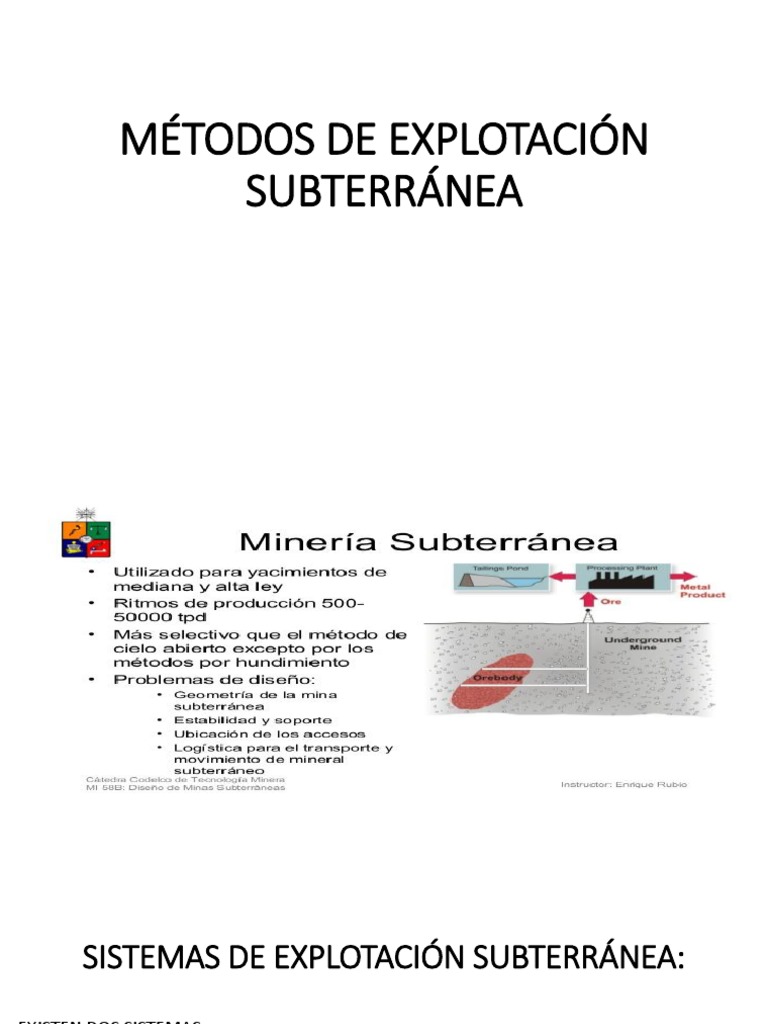 Metodo De Explotacion Subterranea Pdf Minería Naturaleza