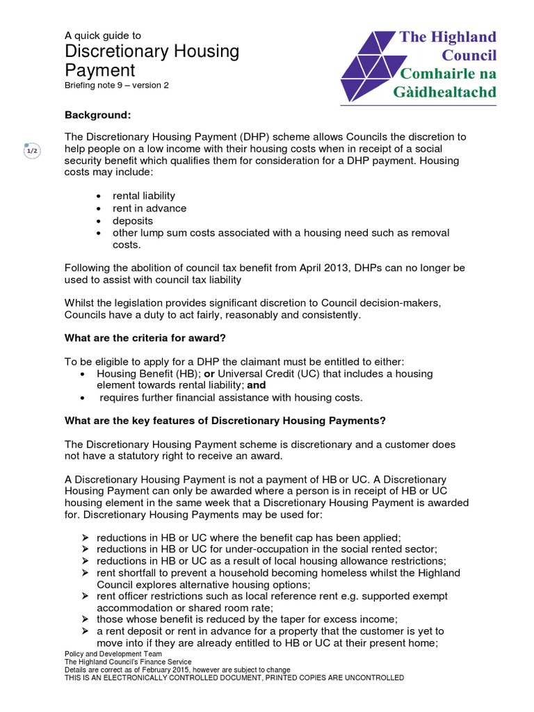 A Quick Guide To Discretionary Housing Payment v2 PDF