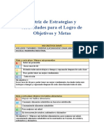 Matriz de Estrategias y Actividades para El Logro de Objetivos y Metas