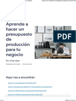 Aprende A Hacer Un Presupuesto de Producción para Tu Negocio