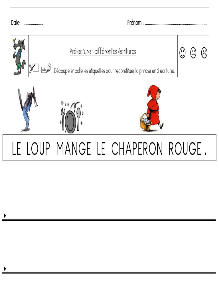 Reconstitution de phrases : Chaperon Rouge | PDF