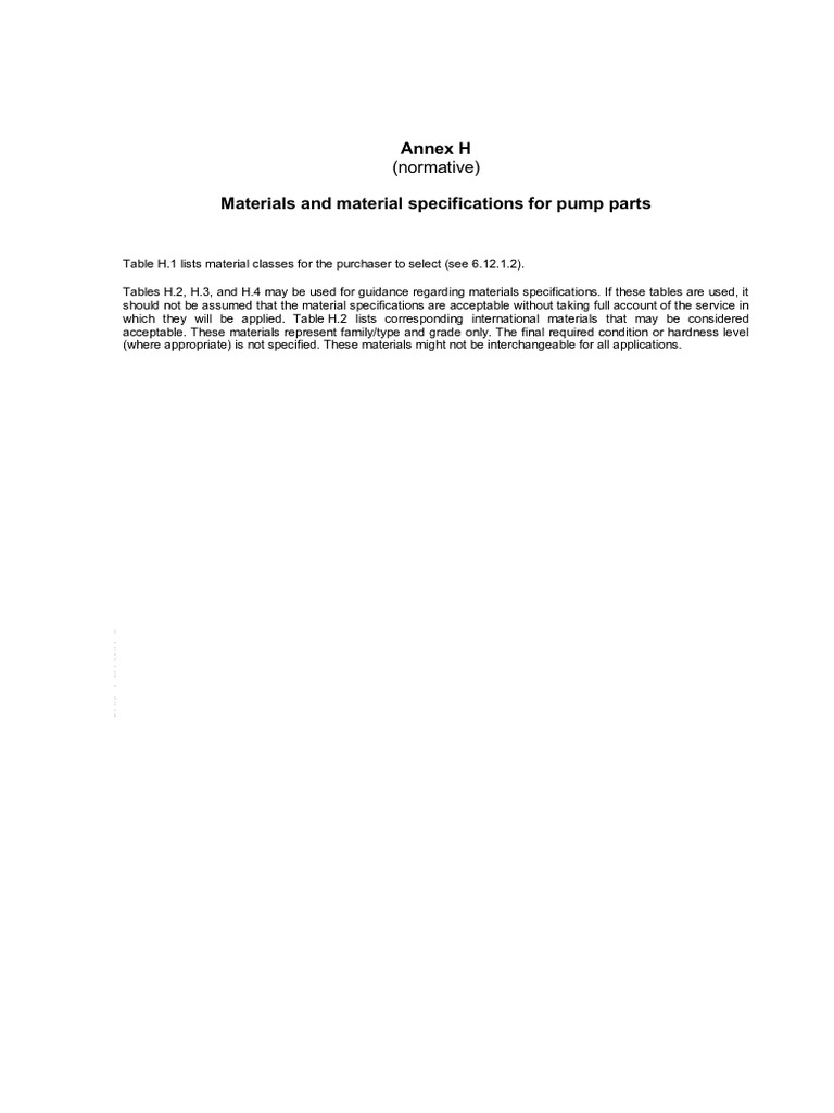 API STD 610 - 2010-09 Annex H - Material Spec | PDF