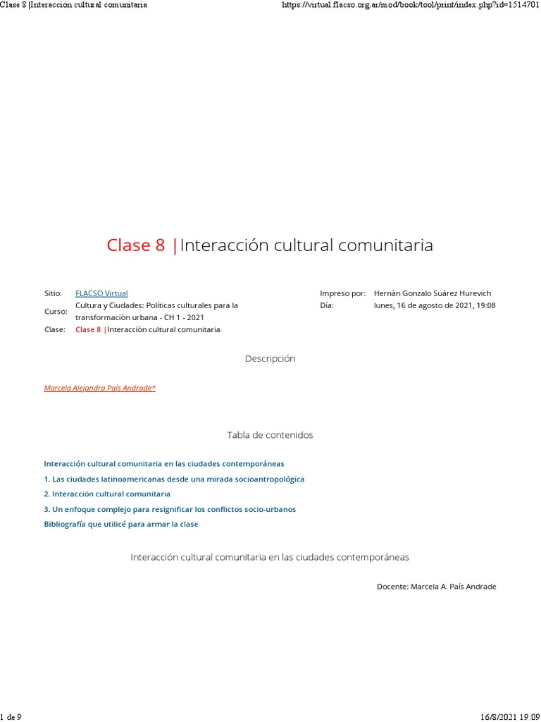 Clase 8 Interacción Cultural Comunitaria PDF Interseccionalidad