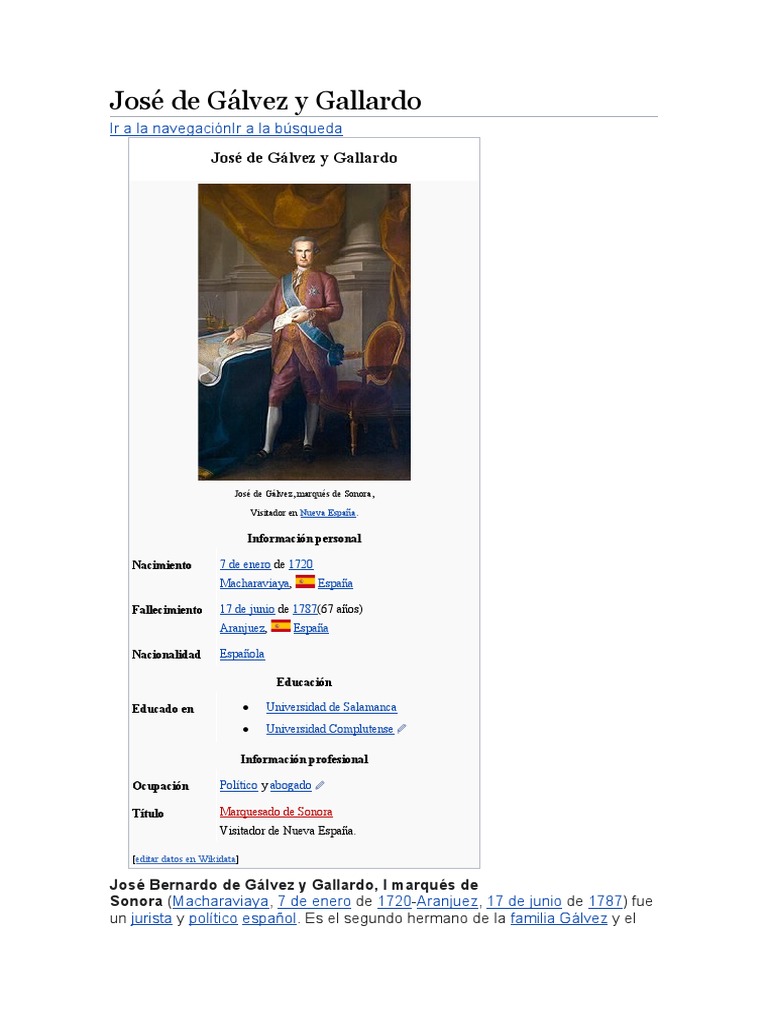 José de Gálvez y Gallardo PDF España