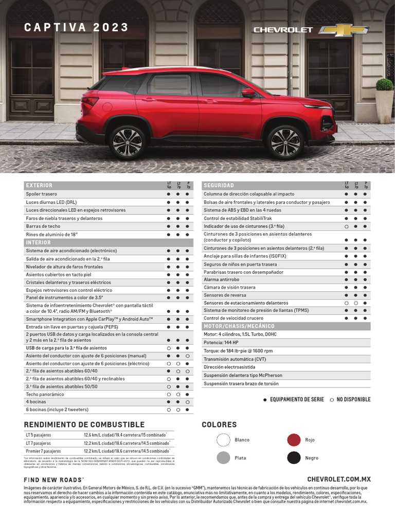 2023 Captiva Ficha Tecnica PDF Fabricantes de vehículos de motor