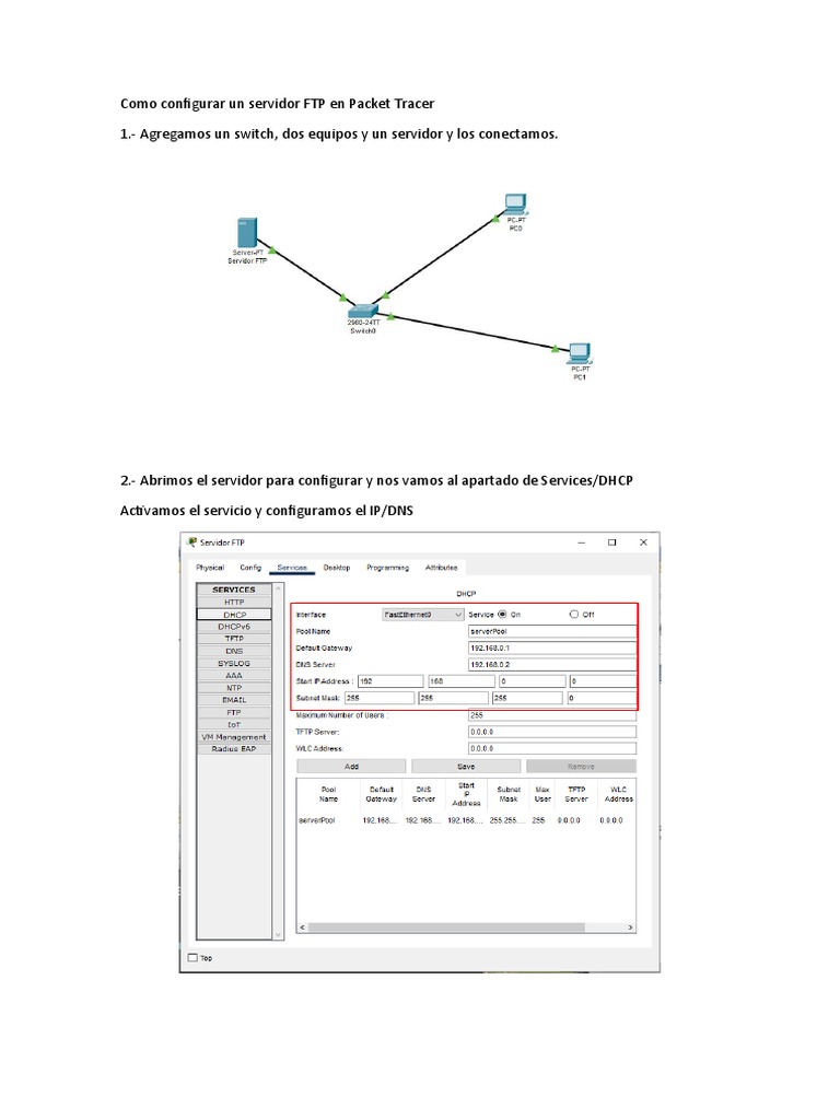Configuración de Servidor FTP en Packet Tracer | PDF