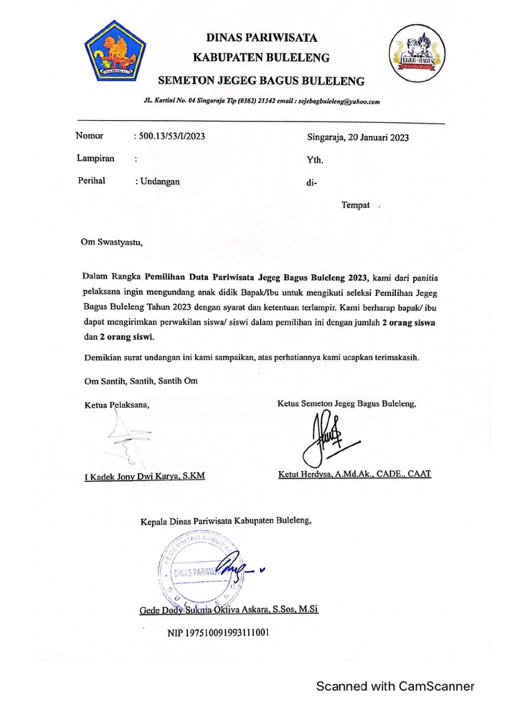Surat Undangan Ke Sekolah | PDF