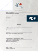 Menu de Mariscos e Frutos do Mar com Entradas e Pratos Principais