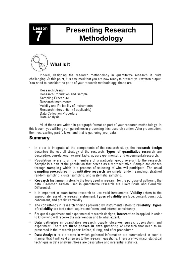 Presenting Quantitative Research Methodology | PDF | Sampling ...