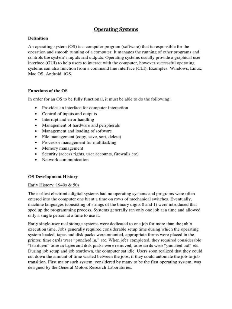 Evolution of Operating Systems History | PDF | Operating System ...
