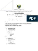 Levantamento das salas e espaços do IFRN Campus Pau dos Ferros