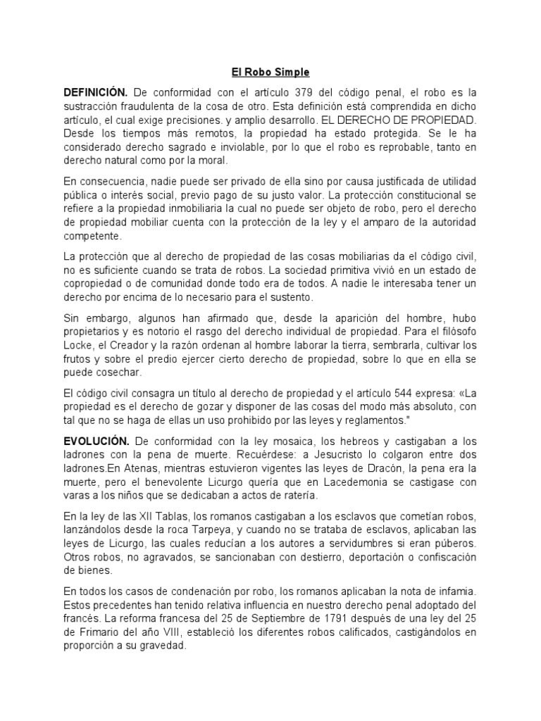 El Robo Simple | PDF | Robo | Posesión (Ley)