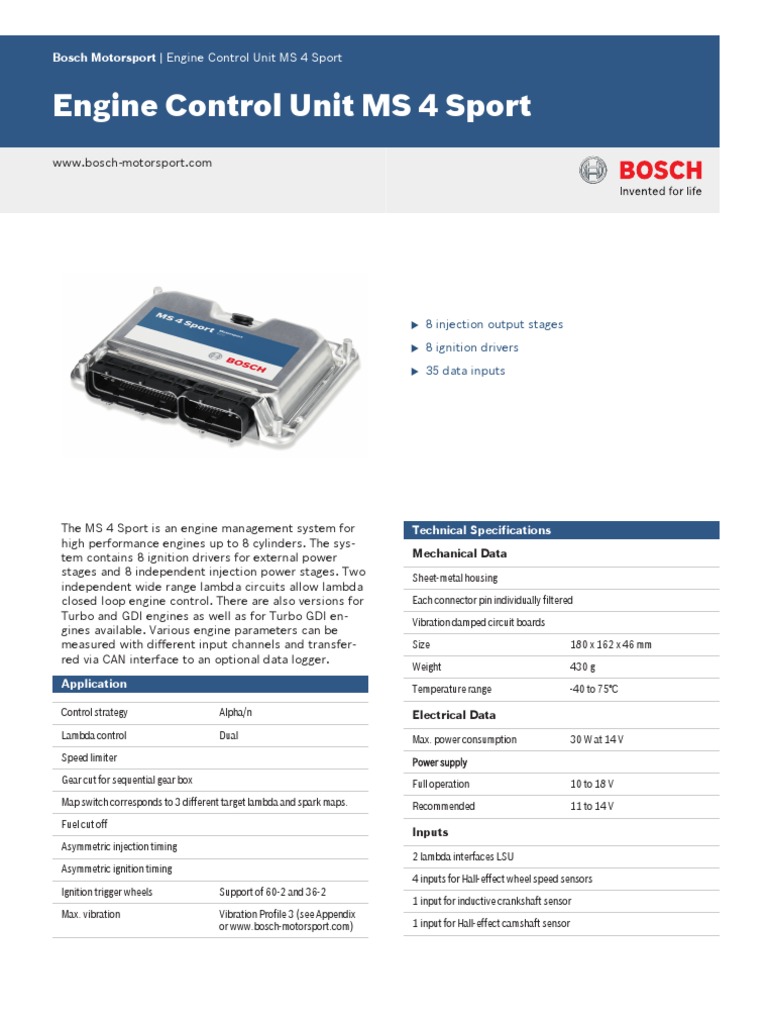 Engine Control Unit MS 4 Sport Datasheet 51 en 2775343627pdf PDF