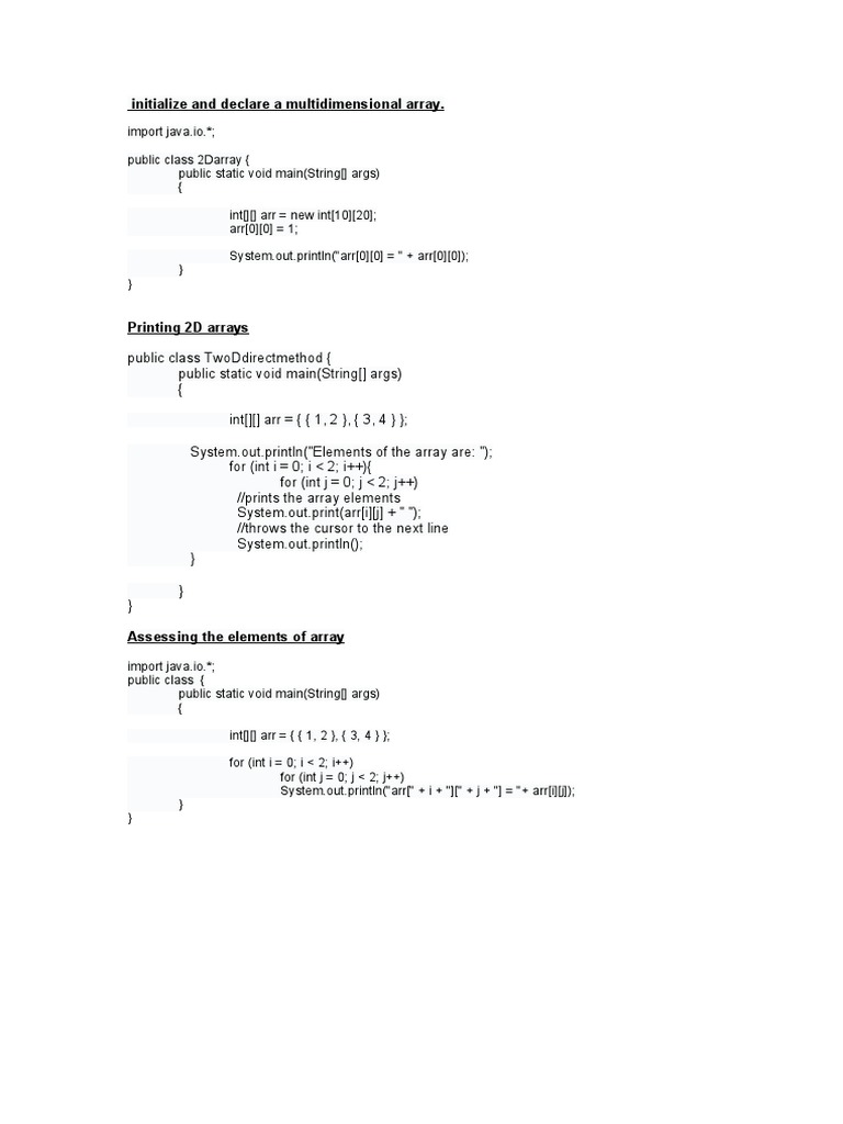 Exercise 2D Arrays | PDF | Matrix (Mathematics) | Array Data Structure