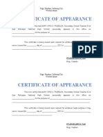 Certificate of Appearance