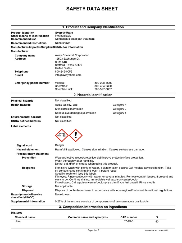 Evap O Matic SDS PDF Personal Protective Equipment Dangerous Goods