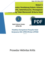 Materi 5 Prosedur Pendukung Sistem Kriteria Aktivitas Kritis, Ketertelusuran, Penanganan Produk Yang Tidak Memenuhi Kriteria Halal