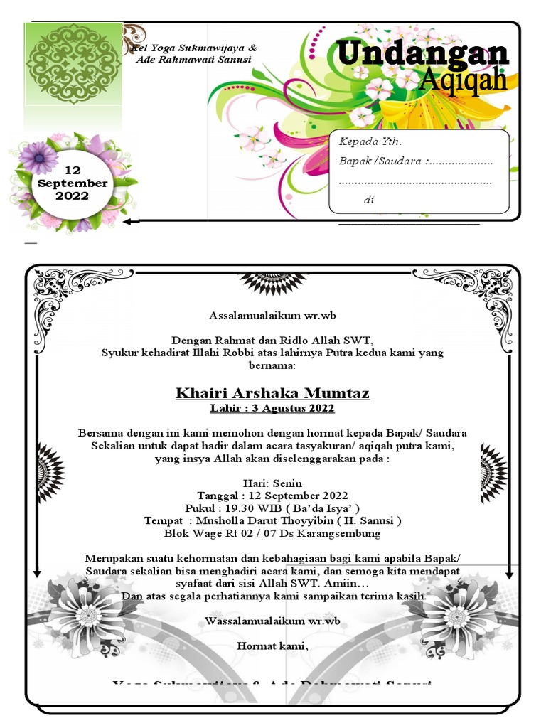 Undangan Aqiqah | PDF