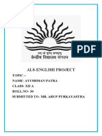 Als-English Project: Topic - Name-Ayushman Patra Class - Xii A ROLL - NO - 30 Submitted To - Mr. Arup Purkayastha