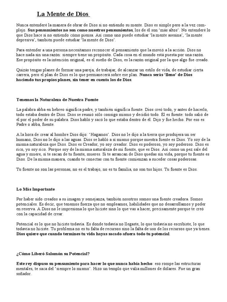 La Mente De Dios Pdf Dios Pensamiento